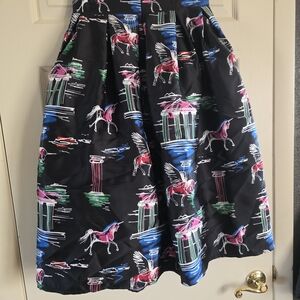 Black A-Line Skirt with Pink & Blue Unicorn Print